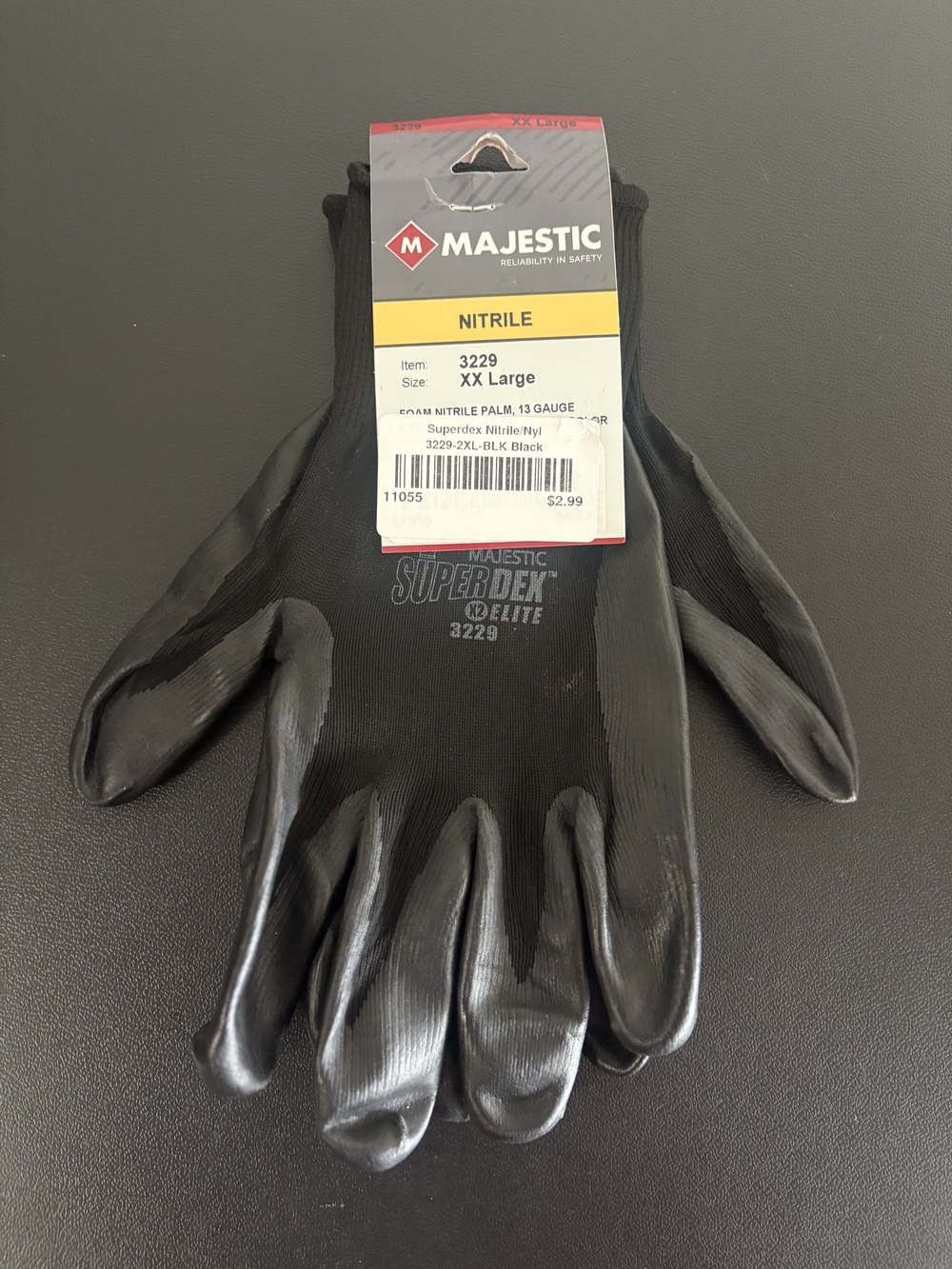 Majestic Black Nitrile Work Gloves - XX Large